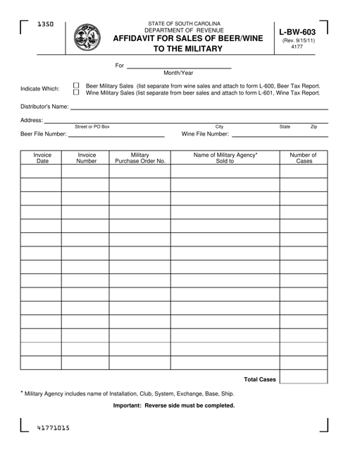 Form L-BW-603  Printable Pdf