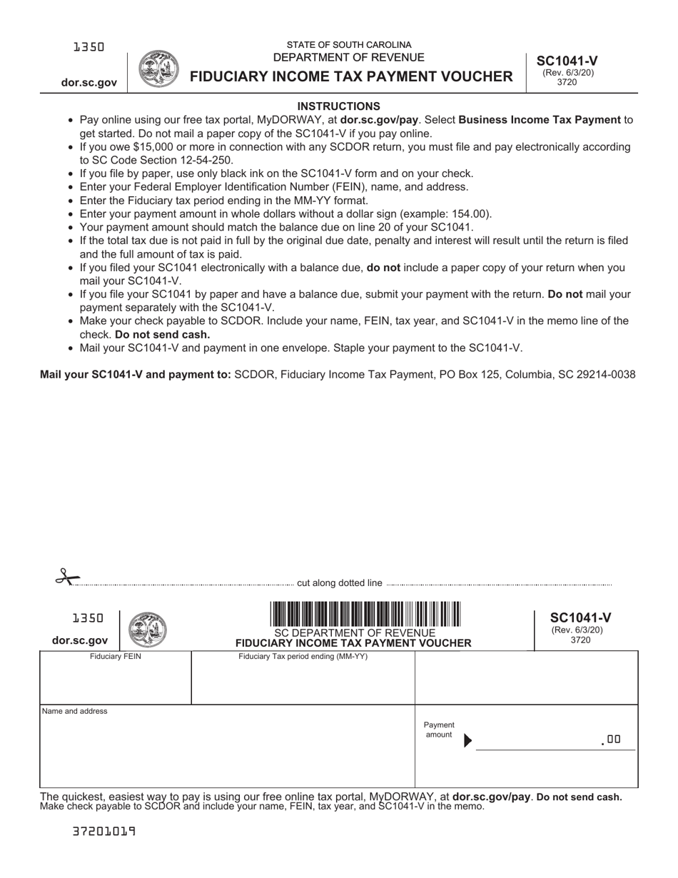 Form SC1041-V - Fill Out, Sign Online and Download Printable PDF, South ...