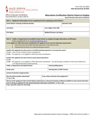 Form AC3 Alternative Certification District Intent to Employ - Special Education Alternative Certification - South Dakota