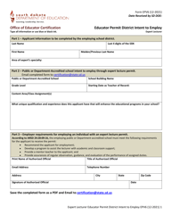 Form EPV6 &quot;Educator Permit District Intent to Employ - Expert Lecturer&quot; - South Dakota