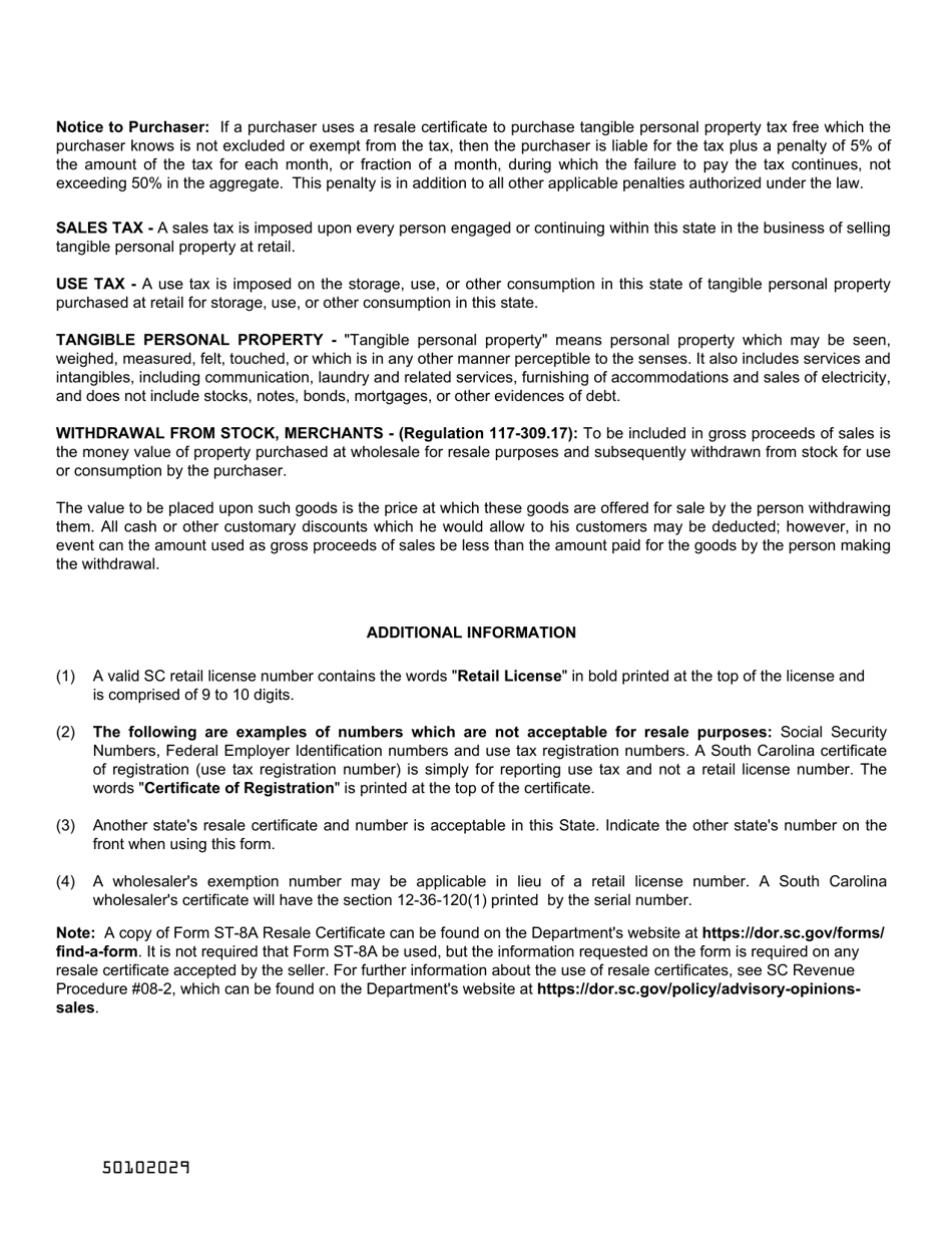 Form ST-8A - Fill Out, Sign Online and Download Printable PDF, South ...