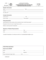 Document preview: Form ST-603 Consolidated Sales Tax Return Participation Application - South Carolina