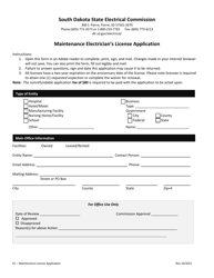 Document preview: Maintenance Electrician's License Application - South Dakota