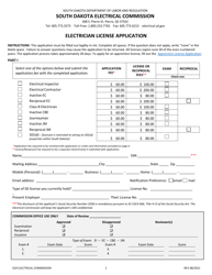 Electrician License Application - South Dakota