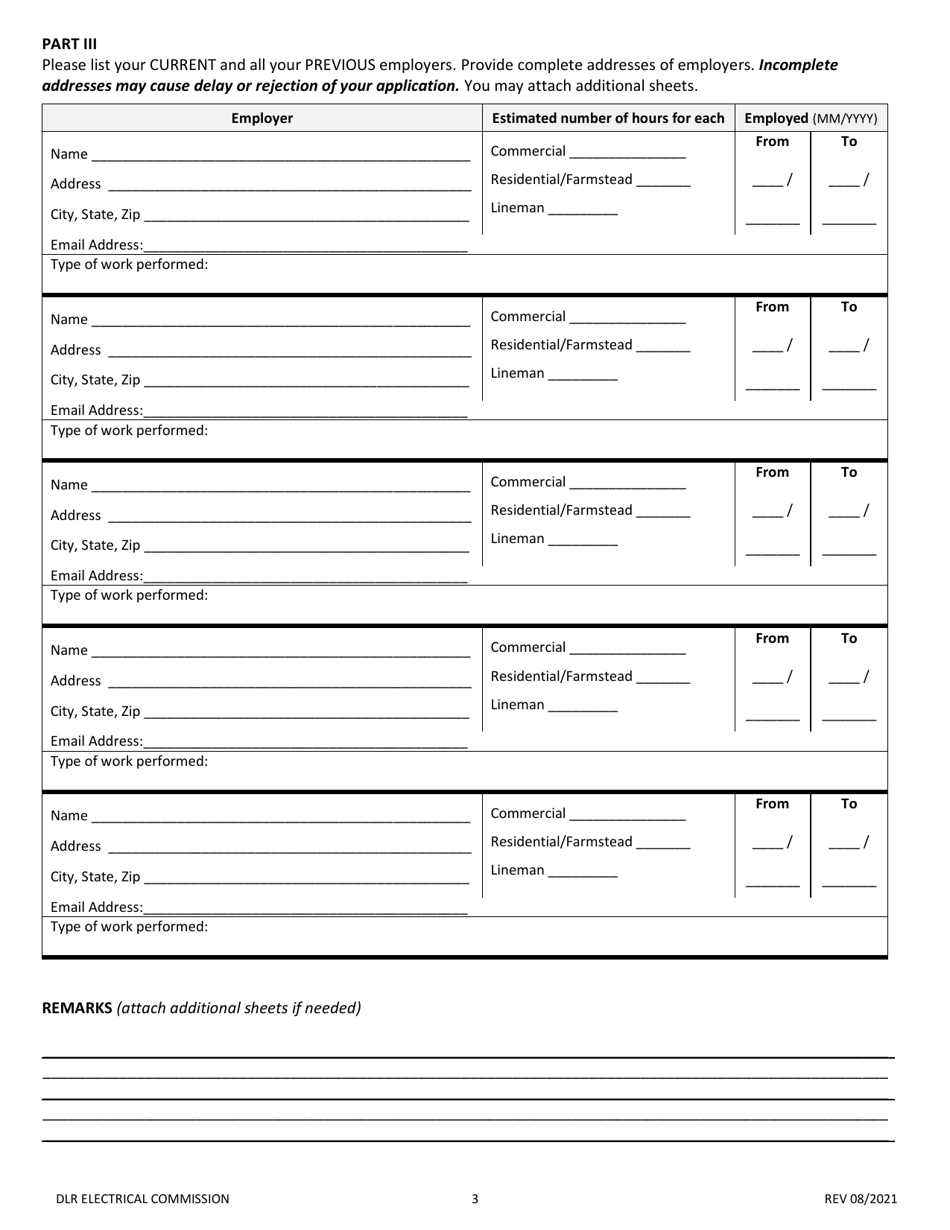 Electrician License Application - South Dakota, Page 3