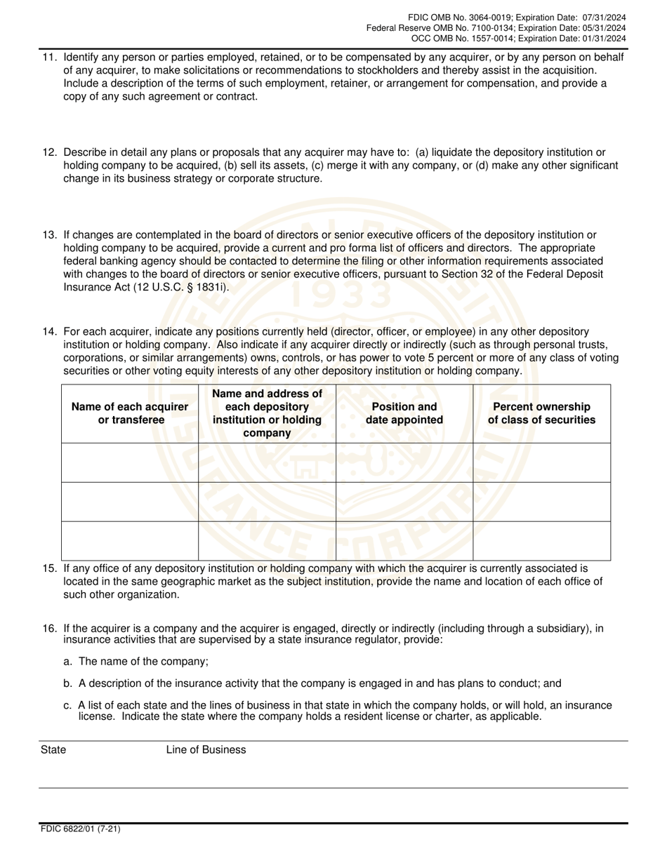 FDIC Form 6822 / 01 Interagency Notice of Change in Control, Page 10