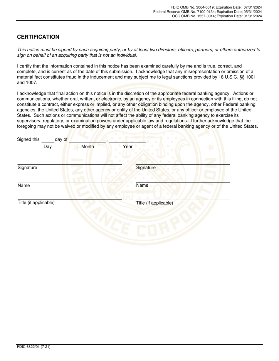 FDIC Form 6822 / 01 Interagency Notice of Change in Control, Page 11