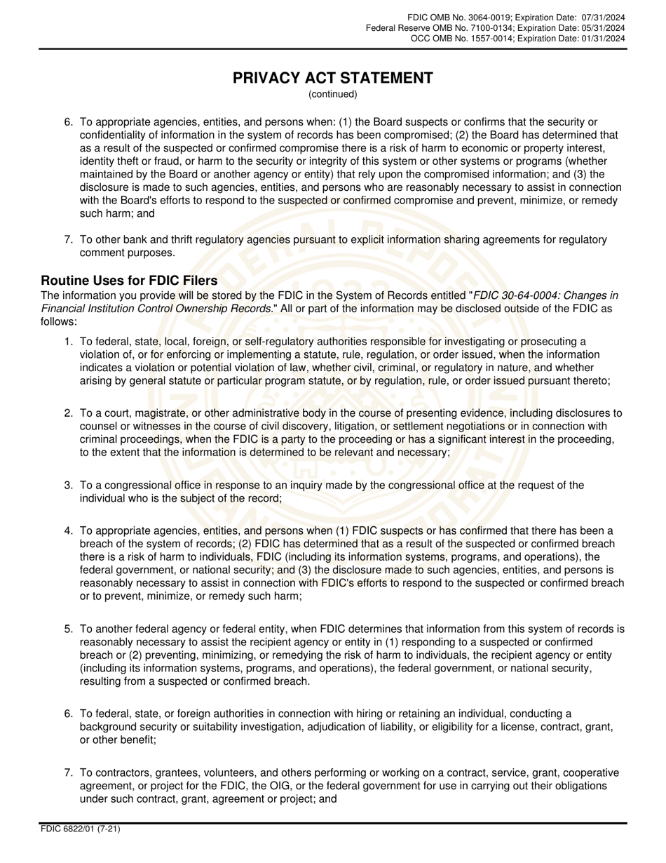 FDIC Form 6822 / 01 Interagency Notice of Change in Control, Page 4