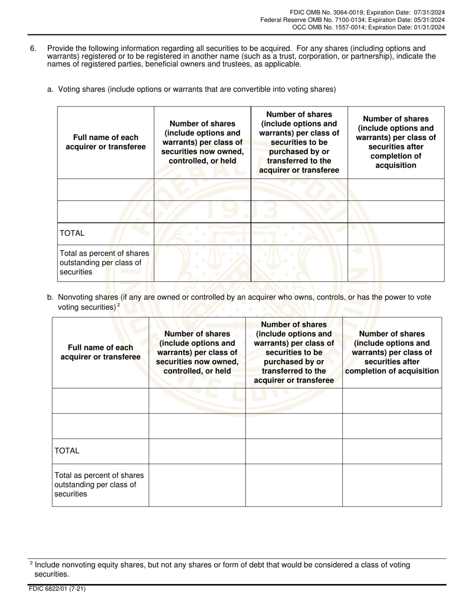FDIC Form 6822 / 01 Interagency Notice of Change in Control, Page 7