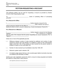 Document preview: Form 12-1 Petition Requesting a Recount - Texas