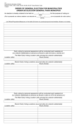 Form 1-2 Order of General Election for Municipalities - Texas (English/Spanish)