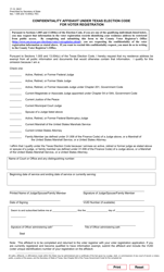 Document preview: Form 17-12 Confidentiality Affidavit Under Texas Election Code for Voter Registration - Texas (English/Spanish)
