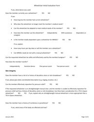 Wheelchair Initial Evaluation Form - Utah, Page 3
