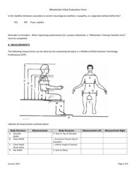Wheelchair Initial Evaluation Form - Utah, Page 6