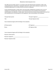 Wheelchair Initial Evaluation Form - Utah, Page 8