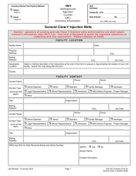 Utah Underground Injection Control Inventory Information Form for General Class V Injection Wells - Utah