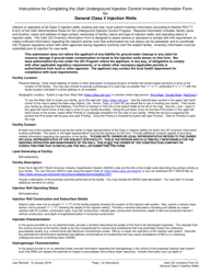 Utah Underground Injection Control Inventory Information Form for General Class V Injection Wells - Utah, Page 4