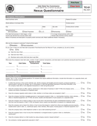 Form TC-51 &quot;Nexus Questionnaire&quot; - Utah