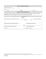Form LL-119 Withdrawal of Wage Claim - Texas, Page 2