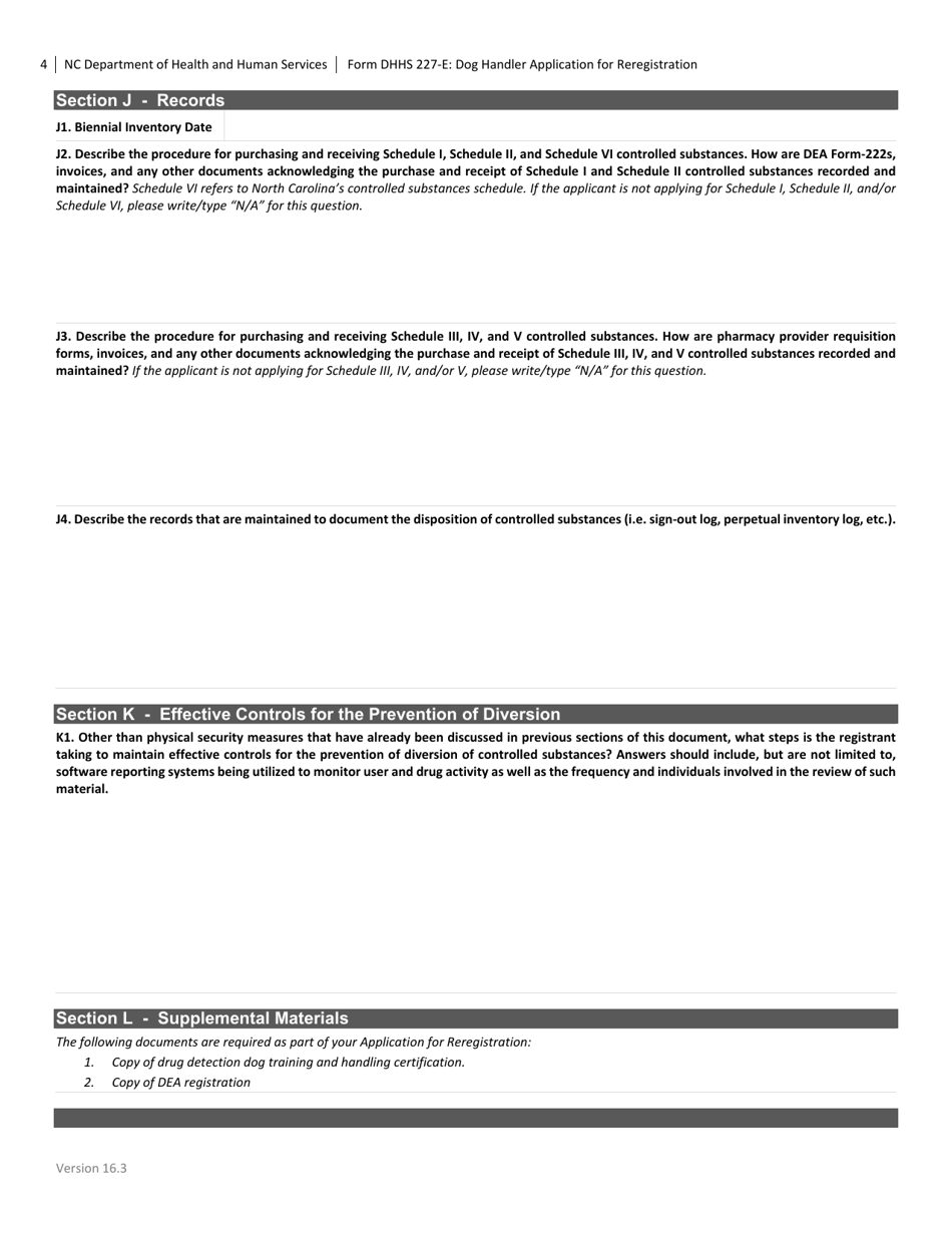 Form DHHS227-E Dog Handler Application for Renewal - North Carolina, Page 4