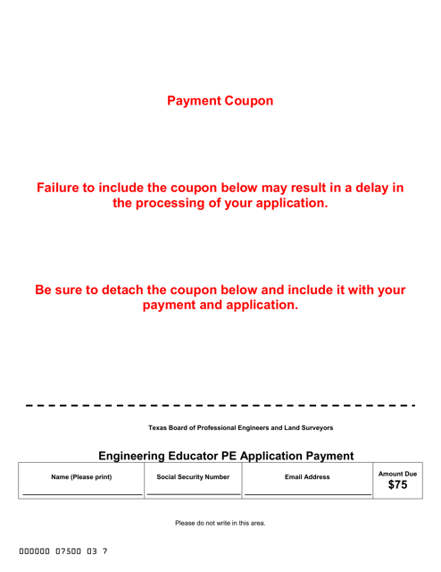Application for Licensure as a Professional Engineer - Engineering Educators - Texas Download Pdf