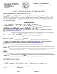 Application for Licensure as a Professional Engineer - Engineering Educators - Texas, Page 2