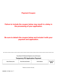 &quot;Application for Licensure as a Professional Engineer - Temporary Licensure&quot; - Texas