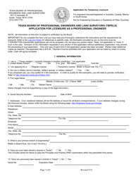 Application for Licensure as a Professional Engineer - Temporary Licensure - Texas, Page 3