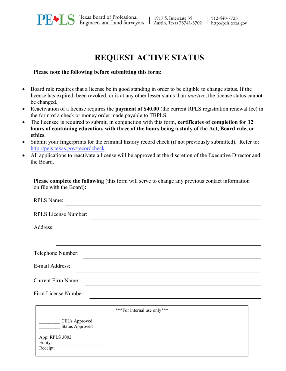 Texas Request Active Status Fill Out, Sign Online and Download PDF Templateroller