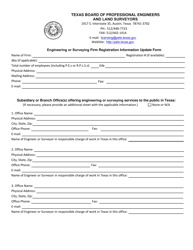 Engineering or Surveying Firm Registration Information Update Form - Texas