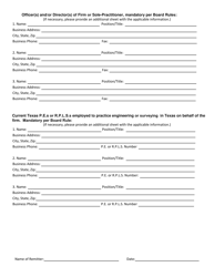 Engineering or Surveying Firm Registration Information Update Form - Texas, Page 2