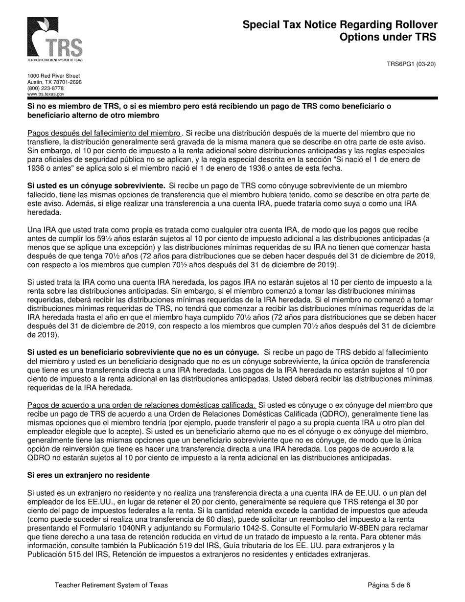 Formulario TRS6 Solicitud De Reembolso - Texas (Spanish), Page 11
