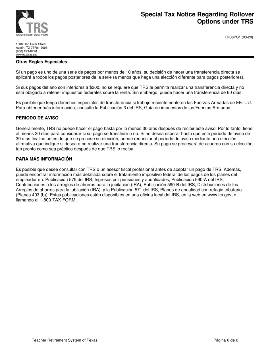 Formulario TRS6 Solicitud De Reembolso - Texas (Spanish), Page 12