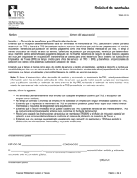 Formulario TRS6 Solicitud De Reembolso - Texas (Spanish), Page 2