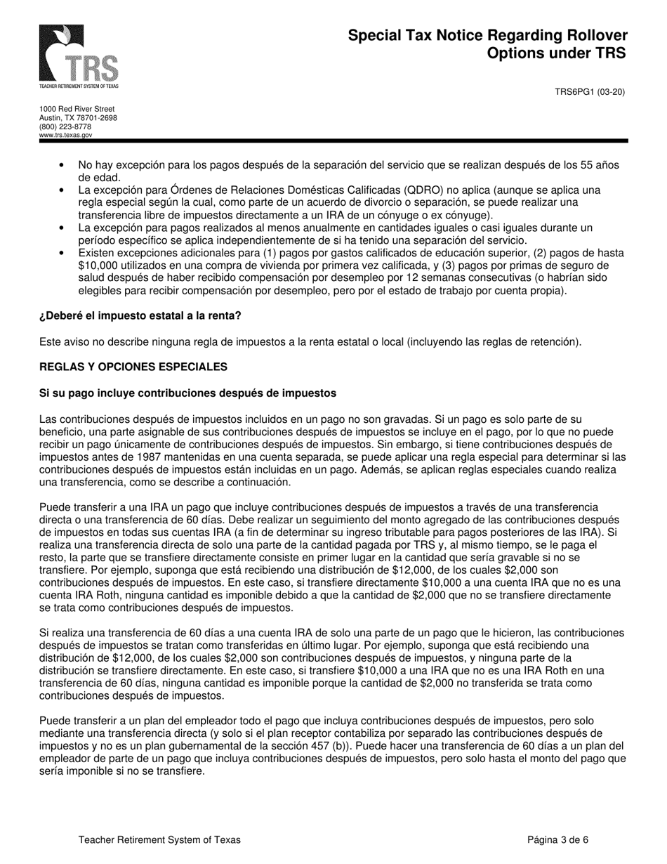 Formulario TRS6 Solicitud De Reembolso - Texas (Spanish), Page 9