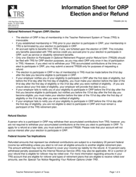 Form TRS28 Election to Participate in Optional Retirement Program and/or Refund - Texas, Page 4