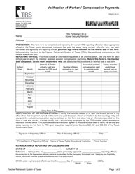Document preview: Form TRS22W Verification of Workers' Compensation Payments - Texas