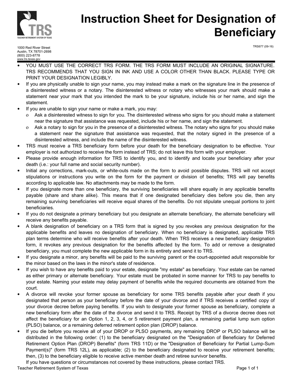 Form TRS30D Change of Beneficiary for Continuing Optional Retirement Annuity (Option Three and Four) - Texas, Page 2
