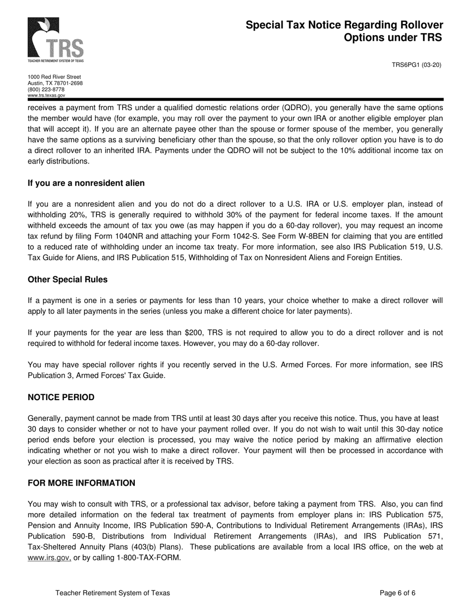 Form TRS6 Application for Refund - Texas, Page 12