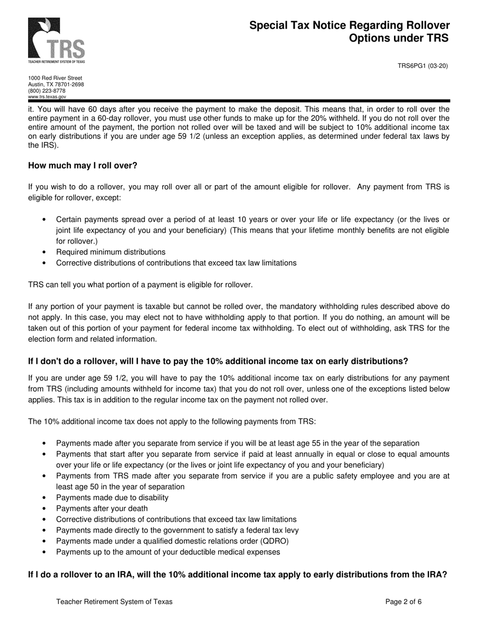 Form TRS6 Application for Refund - Texas, Page 8
