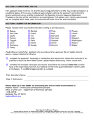 Form DWS-OCC575A Utah Professional Development System Specialty Instructor Approval Application - Utah, Page 2