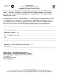 Document preview: Form DWS-OCC575B Annual Instructor Agreement - Utah
