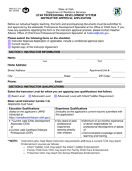 Form DWS-OCC575 Instructor Approval Application - Utah Professional Development System - Utah