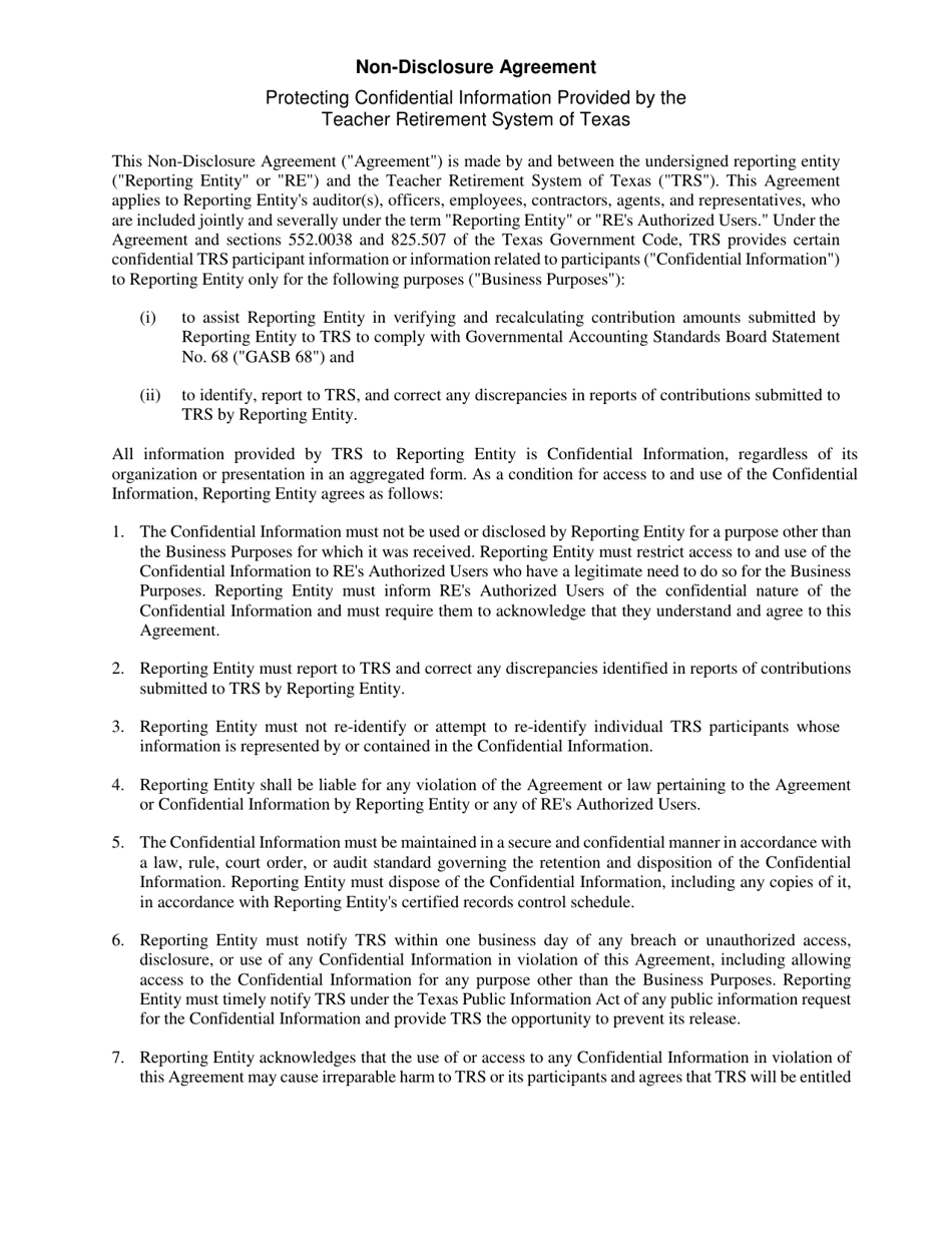Non-disclosure Agreement - Texas, Page 1