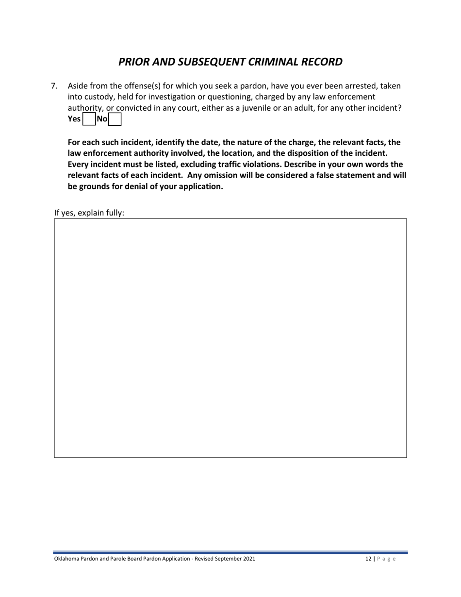 Oklahoma Pardon Application Fill Out, Sign Online and Download PDF