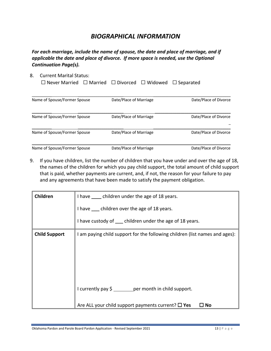 Oklahoma Pardon Application Fill Out, Sign Online and Download PDF
