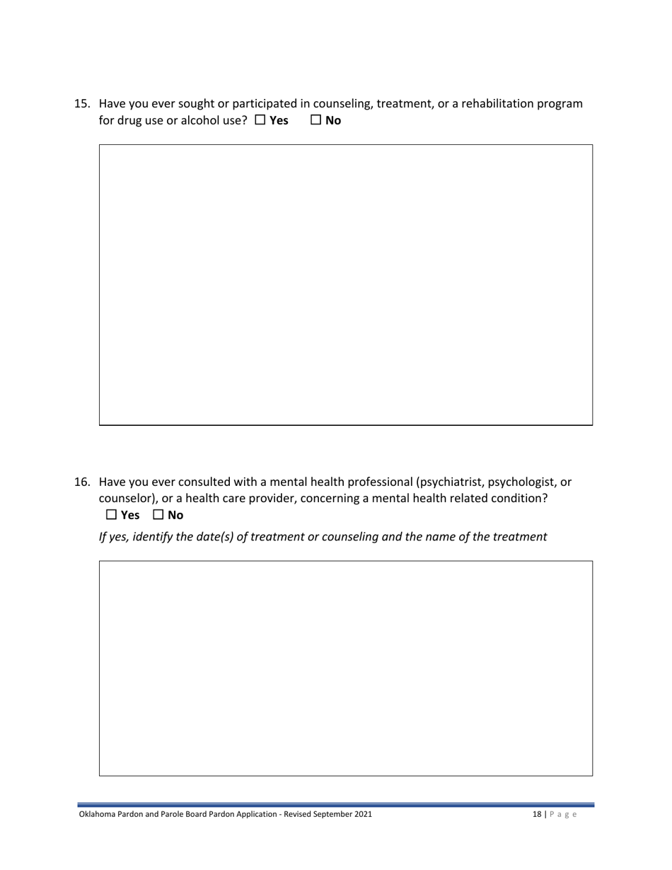 Pardon Application - Oklahoma, Page 18