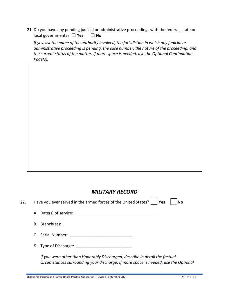 Oklahoma Pardon Application Fill Out, Sign Online and Download PDF