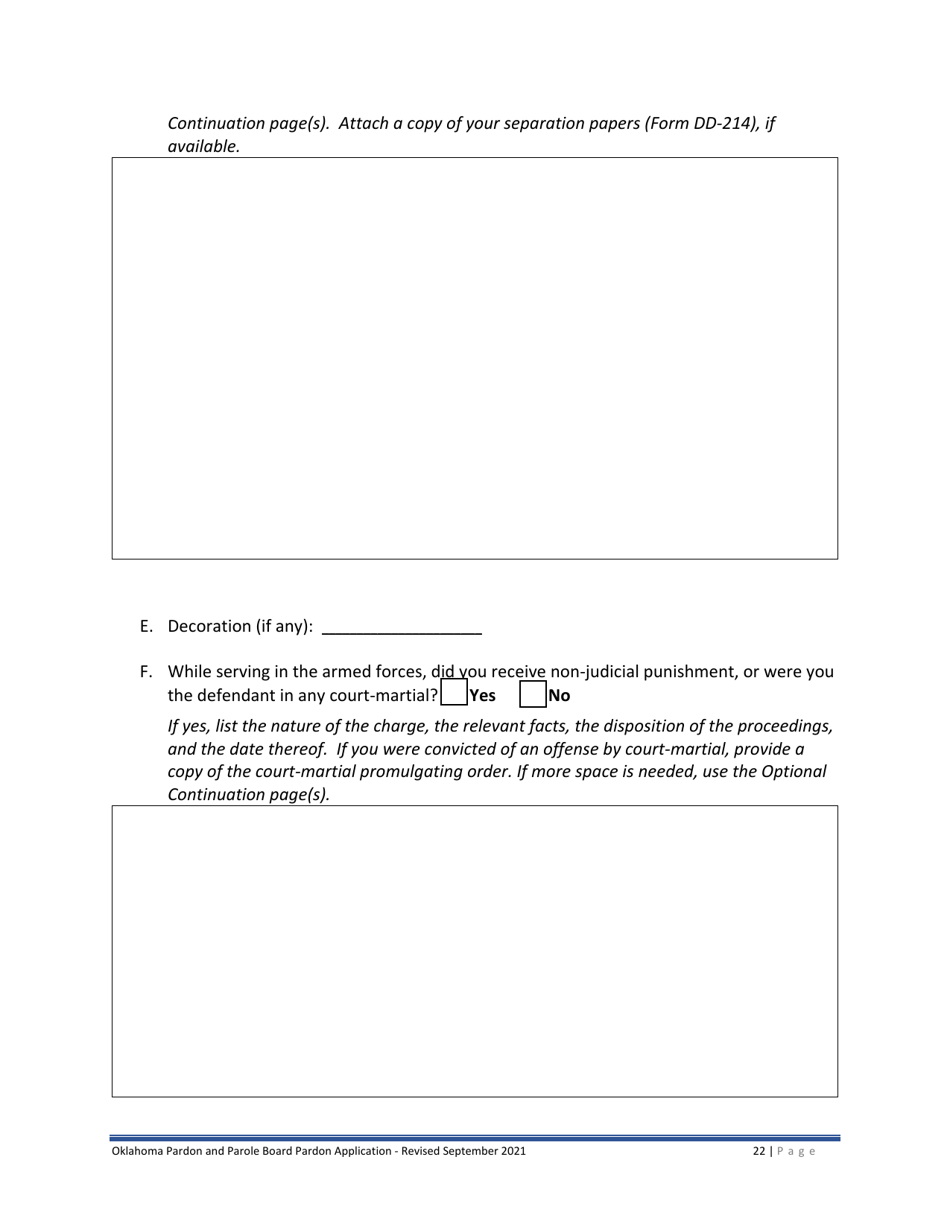 Oklahoma Pardon Application Fill Out, Sign Online and Download PDF