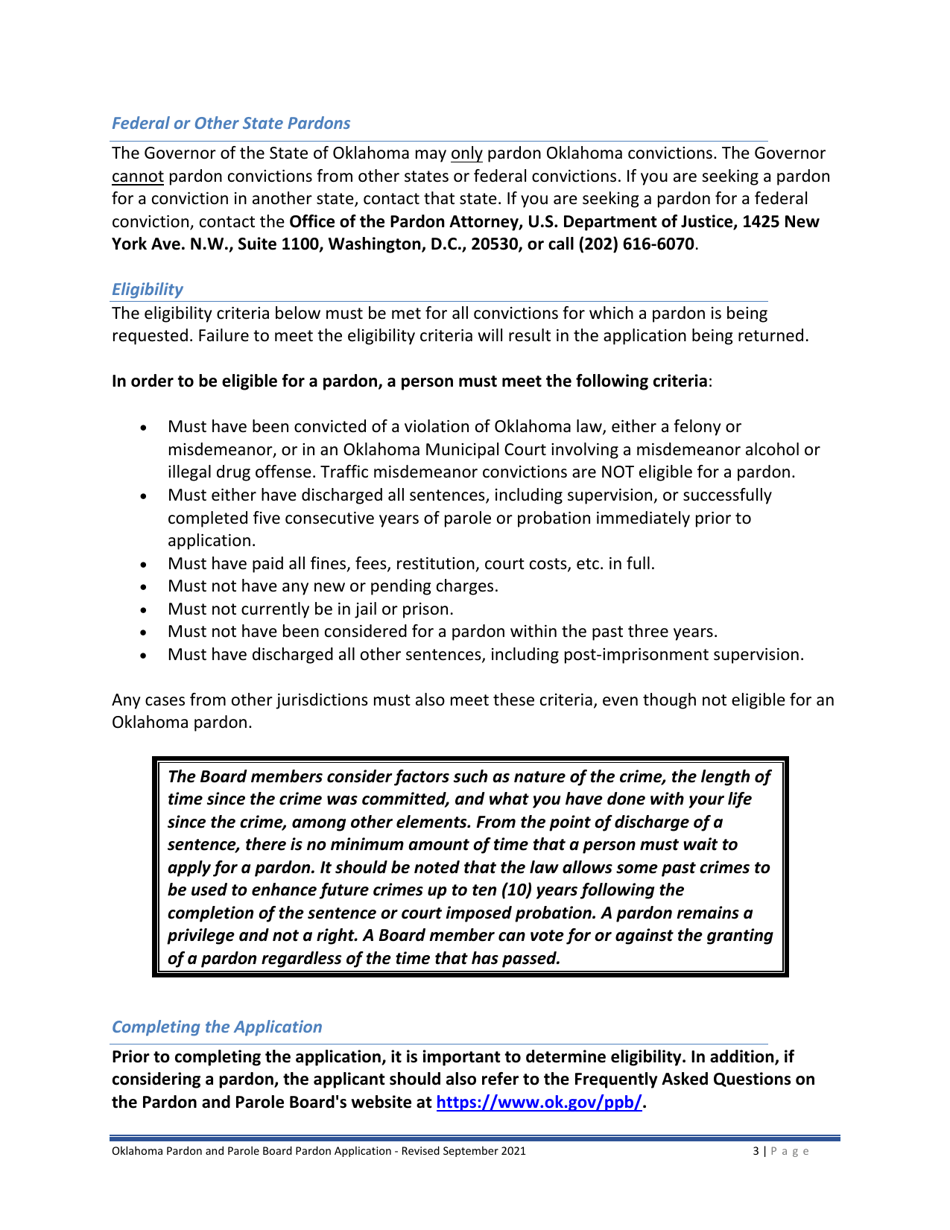 Oklahoma Pardon Application Fill Out, Sign Online and Download PDF